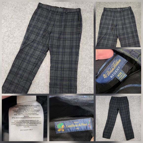 Brooks Brothers Regent Lanificio Di Pray Mens 34x30 Plaid Wool Dress Pants